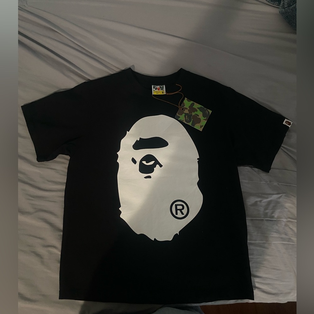 A bathing ape (bape) shirt, size M in mens, color: black and white